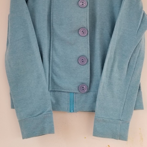 Sky Blue Cotton Moto Jacket - Picture 2 of 4